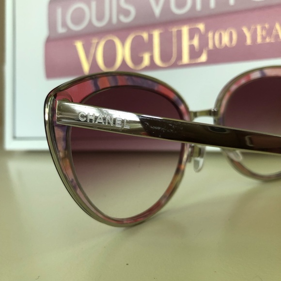 Chanel Pink/Purple Printed Cat Eye Sunglasses - Picture 14 of 15